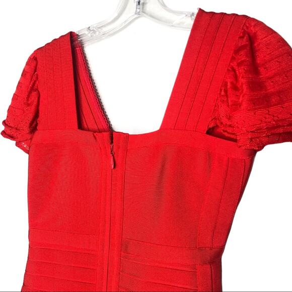 Unbranded Womens Dress Size S Red Bandage Bodycon Short Sleeve Fitted Sexy - Picture 9 of 12